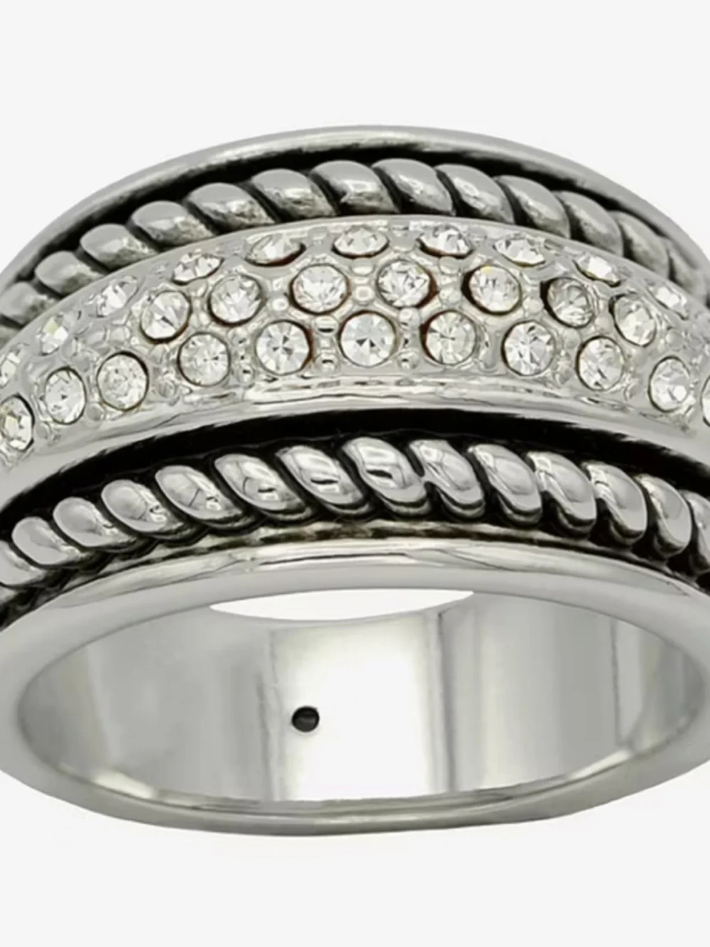 Sparkle Allure Antiqued Twist Womens 6 Crystal Pure Silver Over Brass Band